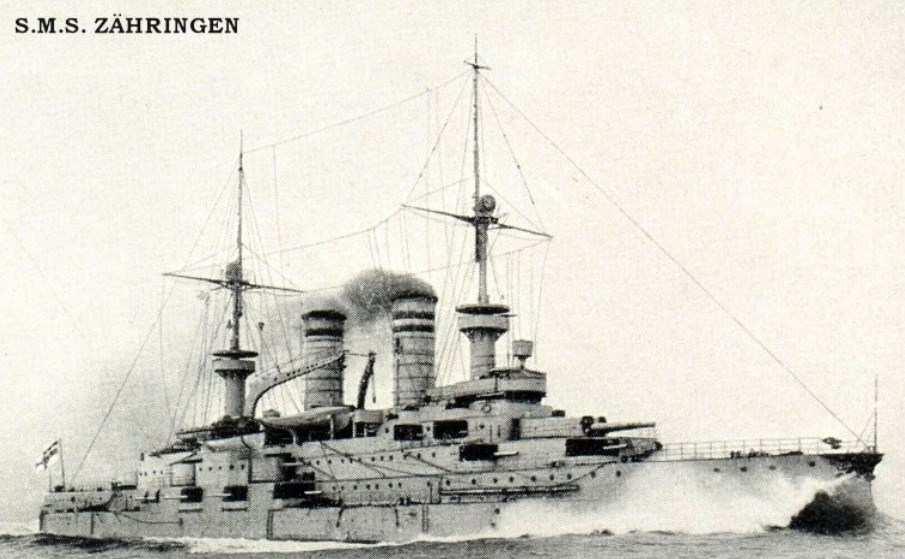 39 Do wybuchu I Wojny Światowej S.M.S. Zahringen stacjonował w Wilhelmshafen.