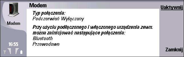 Po³±czenie w podczerwieni Je li komputer jest wyposa ony w port podczerwieni, urz±dzenia mo na u ywaæ jako modemu, korzystaj±c z po³±czenia w podczerwieni.