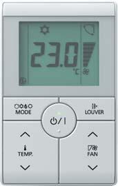 Sterowanie AKCESORIA UTY-RSRX Prosty pilot przewodowy hotelowy Funkcje pilota przewodowego: Ekran LCD 3,7 calowy. Podświetlenie ekranu. Prosty dostęp do wielu funkcji oszczędzania energii.