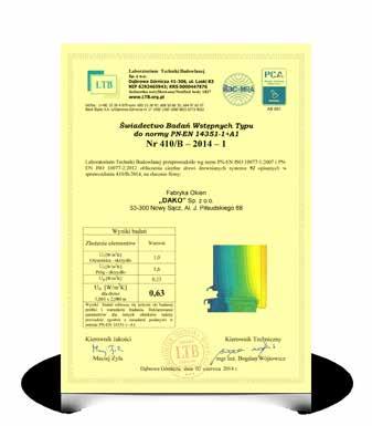 2 Izolacja cieplna U d =0,63 W/m 2 K Drzwi