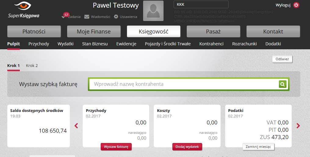 mksięgowość System księgowy dostępny w serwisie transakcyjnym banku.