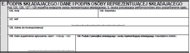 Przyjmujący Podatnik prowadzi Działalność gospodarcza zgłaszana Reprezentant podatnika