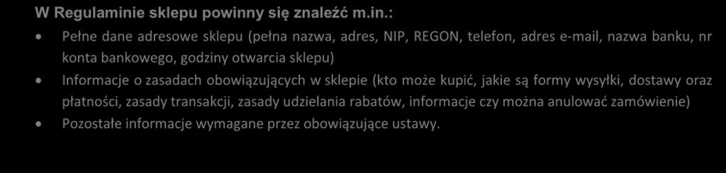 na stronie wybranej jako strona z regulamine