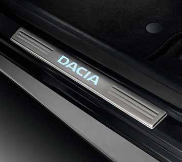 Podświetlane nakładki progowe Dacia Elegancja i nowoczesność przy każdym otwarciu drzwi.