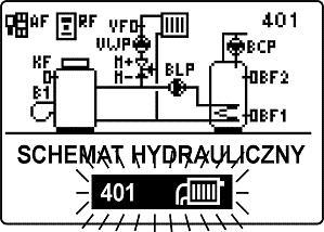 Na ekranie podstawowym obracać pokrętło nawigacyjne do momentu, aż pojawi się układ hydrauliczny. Następnie nacisnąć i przytrzymać jednocześnie pokrętło oraz przycisk info.