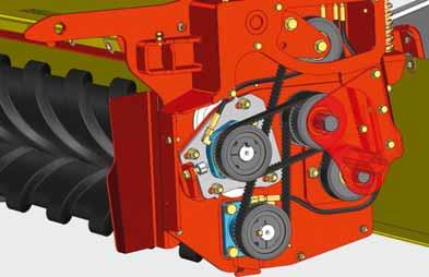 Niebrudzący się, nie wymagający dużego nakładu prac konserwacyjnych napęd zgniatacza walcowego przez paski klinowe.