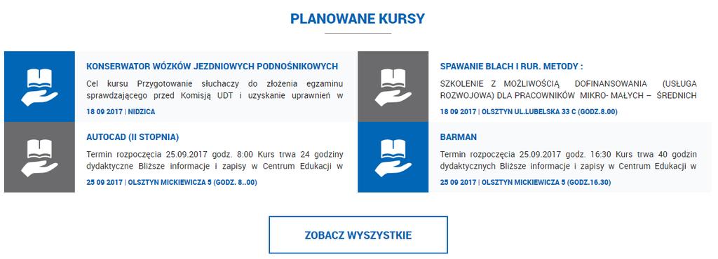 [7/30] Poszukiwanie instytucji szkoleniowych Rysunek 14. Kontakt z placówką szkoleniową. Numery telefonów są wskazane strzałką.