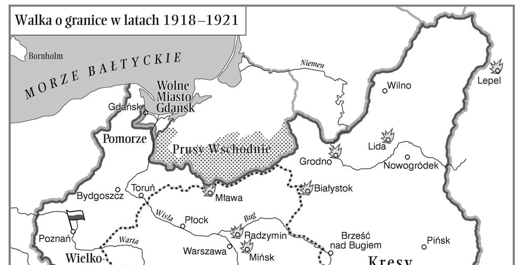 najliczniej reprezentowane. (0-3 pkt.) a) b) c) Zad. 7. Przyjrzyj się uwaŝnie zamieszczonej mapie i wykonaj zamieszczone niŝej polecenia. (0-12 pkt.