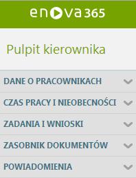 Moduł Pulpit Kierownika Aplikacja umożliwia kierownikowi przejęcie części obsługi administracyjnej poprzez zarządzanie wnioskami urlopowymi podwładnych osób.