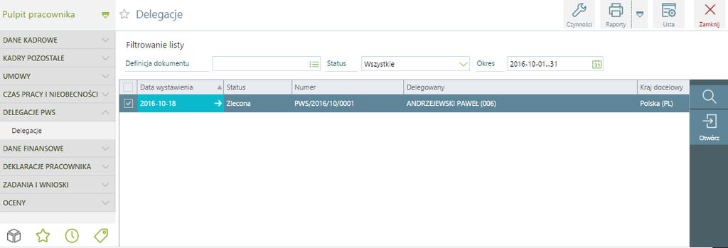 Następnie taka delegacja będzie mogła być rozliczona w module Delegacje PWS ( wyliczenie diet, rozliczenie). U w a g a!