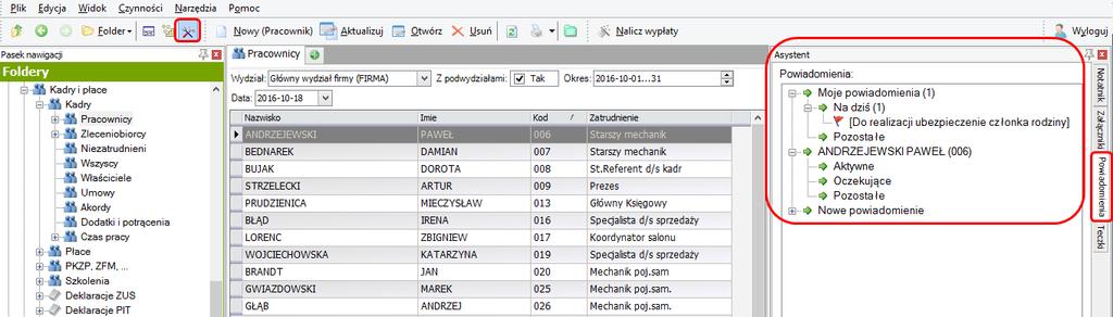 Powiadomienia Dodatkowo jeżeli na operatorze na zakładce CRM został włączony parametr Przypominacz na TAK, to dla operatora pojawi