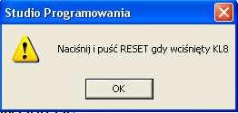 Programowanie sterownika KL8 + RESET Naciśnij