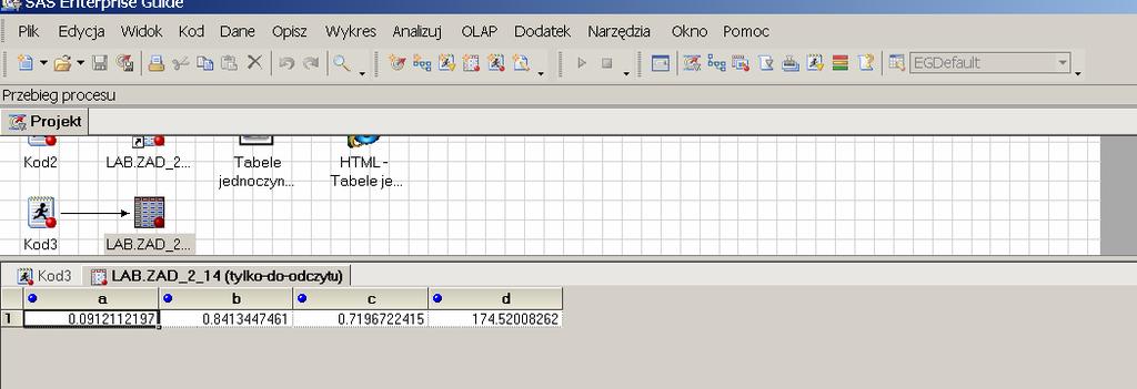 Zadanie 14 Interesujące nas wartości prawdopodobieństwa oraz kwantyl obliczane są poprzez wpisanie następującego programu. data lab.