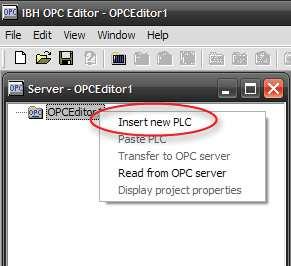 Po uruchomieniu edytora New, w celu utworzenia nowej konfiguracji dla serwera OPC. Rys. 2.