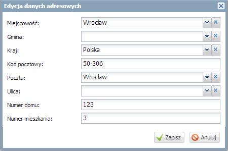 Domyślnie otwierana jest karta Dane podstawowe. Do przełączania się pomiędzy kartami kartoteki służy znajdujące się po lewej stronie boczne menu z zakładkami.