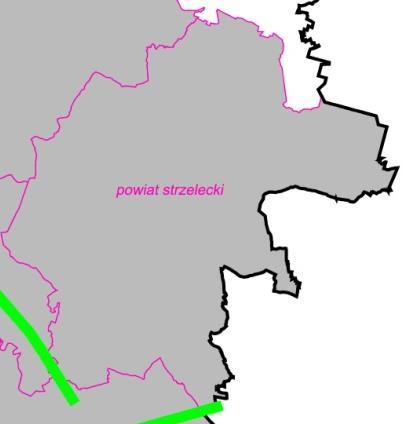 Rysunek 2. Lokalizacja analizowanych linii kolejowych w Powiecie Strzeleckim.