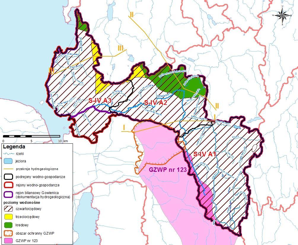 Ryc 5. Użytkowe poziomy wodonośne w rejonie wodno-gospodarczym A-Gowienica Mapę hydrogeologiczną systemu wodonośnego w rejonie wodno-gospodarczym A- Gowienica przedstawiono w załączniku nr 2.