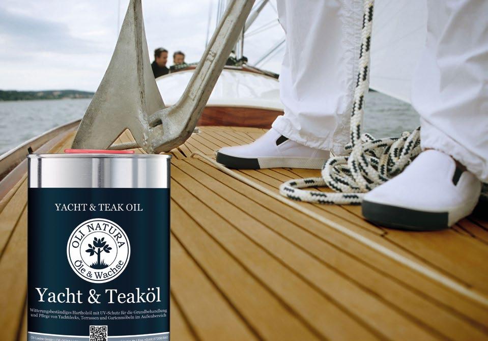 OLI-NATURA Yacht- & Teaköl (Olej jachtowy & do drewna teak) Odporny na działanie czynników atmosferycznych twardy olej do drewna z ochroną UV do zabezpieczania i pielęgnacji tarasów, obramowań