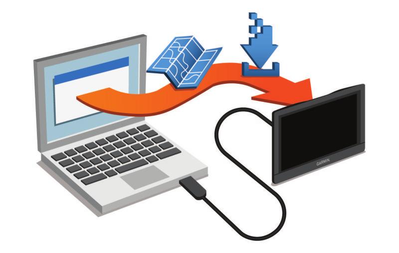 5 Za pomocą dołączonego kabla USB podłącz urządzenie do zewnętrznego źródła zasilania i wybierz Kontynuuj (Ładowanie urządzenia, strona 26).