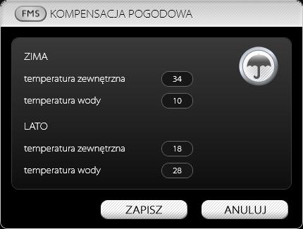 9.8. KOMPENSACJA POGODOWA W sytuacji, gdy instalacja jest wyposażona w