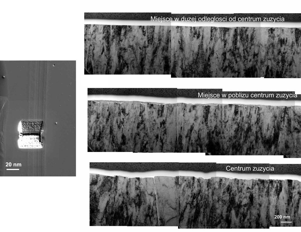 3-2009 TRIBOLOGIA 119 nięcia powstały prawdopodobnie na skutek wysokich naprężeń ściskających powstałych podczas procesu nakładania powłoki [L. 9]. Średnia odległość między nimi wynosiła ~25 nm.