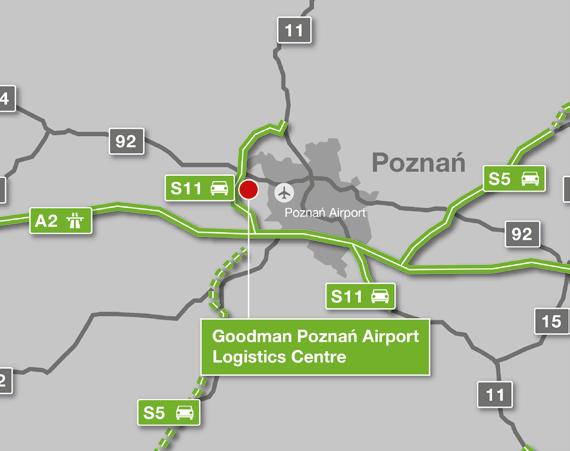 Goodman Poznań Airport Logistics Centre Magazyny do wynajęcia oraz tereny pod planowaną inwestycję magazynową + + 13 000 m 2 wysokiej jakości powierzchni magazynowej do wynajęcia od zaraz + + 17 944