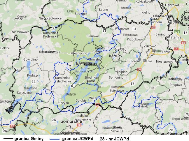 Green Key Gmina Sierakowice położona jest na obszarze jednolitej części wód podziemnych (oznacza określoną objętość wód podziemnych występującą w obrębie warstwy wodonośnej lub zespołu warstw