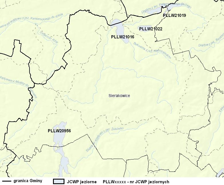 Green Key Ryc. 14. Położenie Gminy Sierakowice na jeziornych jednolitych częściach wód powierzchniowych Źródło: opracowanie własne na podkładzie geoportal.kzgw.gov.