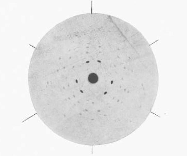 Metoda Lauego Biała wiązka. Nieruchomy monokryształ J.A. Nielsen k Jeden z pierwszych obrazów Lauego - ZnS czas akwizycji ok. 1000s k W detektorze 2D zbieramy dane 3D.