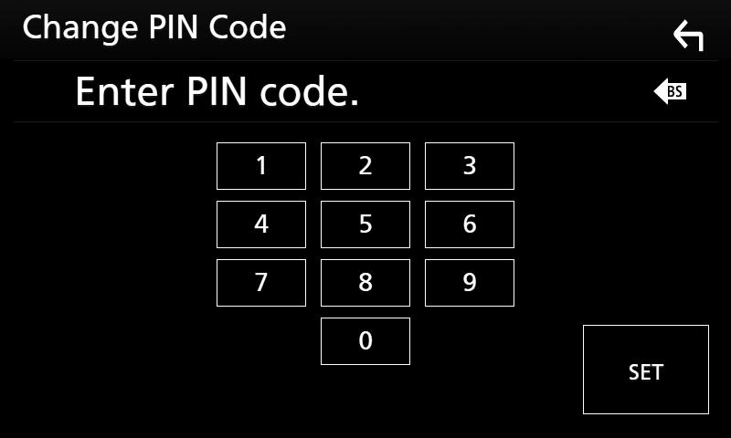 Sterowanie Bluetooth ÑÑZmienić kod PIN 1 Dotknij [PIN Code] na ekranie Bluetooth SETUP. hhwyświetlony zostanie ekran PIN Code Set. 2 Wprowadź kod PIN.