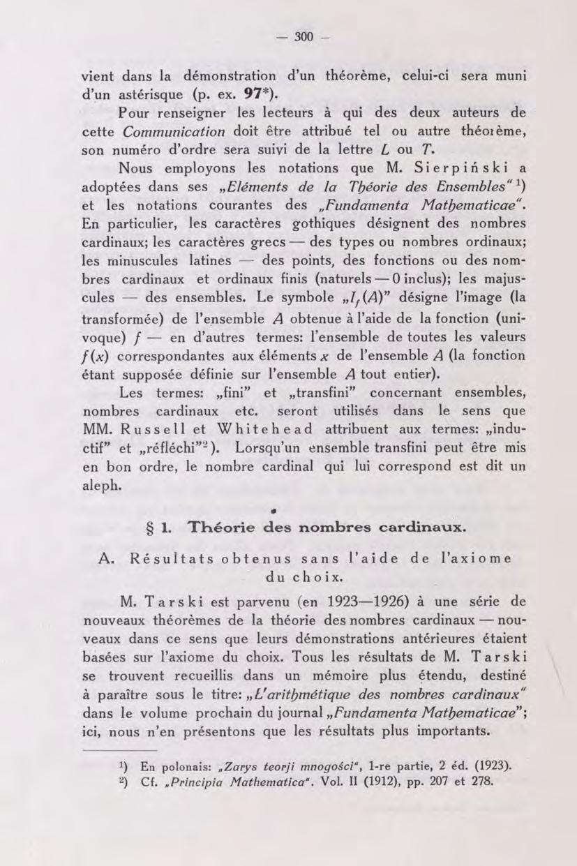 300 - vient dans la démonstration d'un théorème, celui-ci sera muni d'un astérisque (p. ex. 97*).