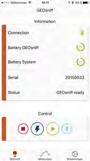 Wygodna obs$uga przy pomocy smatrfonu dzi'ki aplikacji GEOsniff App! Wspó$rz'dne GPS ka)dego miejsca pomiaru! Start, kontrola oraz zarz!