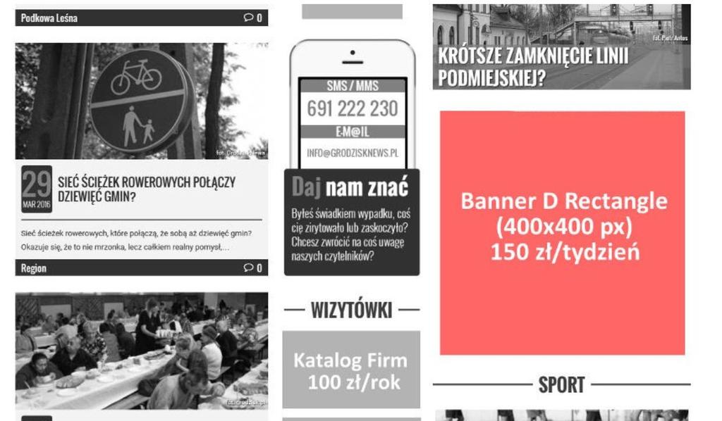 Banner D Rectangle (150 zł brutto/tydzień) Reklama znajdująca się w prawej kolumnie