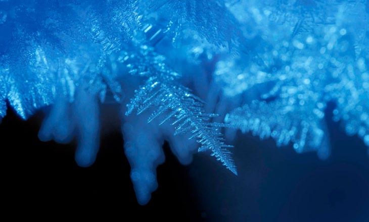 RÓŻNE STANY SKUPIENIA WODY Kiedy temperatura powietrza spada poniżej 0 C, zamarzająca woda przybiera fantastyczne i niepowtarzalne kształty.