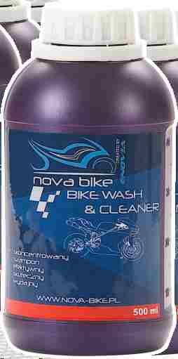 BIKE WASH & CLEANER Nova Bike Wash&Cleaner - skoncentrowany szampon do myjek wysokociśnieniowych Przeznaczenie: szampon w postaci koncentratu do myjek wysokociśnieniowych do mycia motocykli.