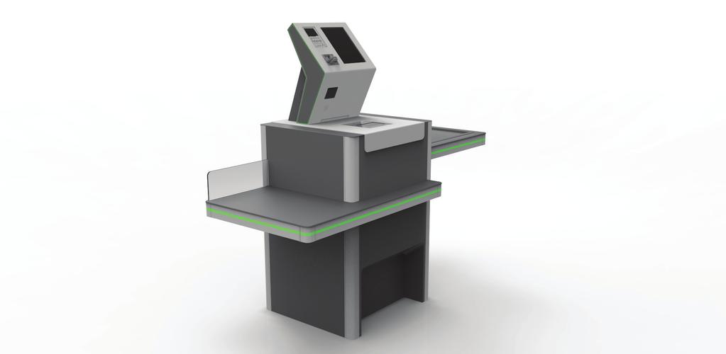 Built-in control weighing device, barcode scanner and full compatibility with SPINAKERR Head makes self-checkout