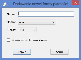 SOSPA System Obsługi SPA Rys. 81. Formy płatności. 11.7.1. Dodawanie formy płatności.