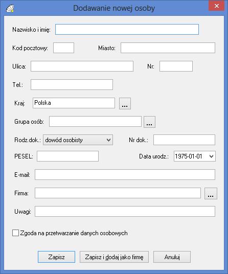 SOSPA System Obsługi SPA_ j Rys. 10. Dodawanie nowej osoby. 5.2.2. Edycja danych osobowych w kartotece.