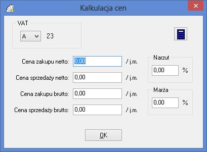 SOSPA System Obsługi SPA Rys. 16. Okno kalkulacji cen.