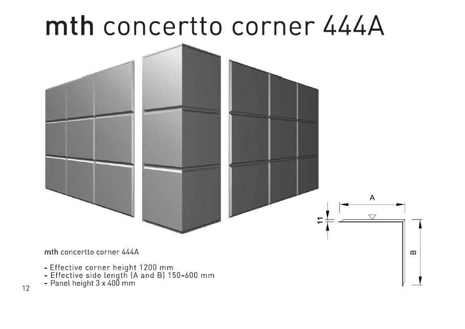 300 mm mth concertto narożniki 444A mth concertto naroŝniki 444A - Efektywna wysokość