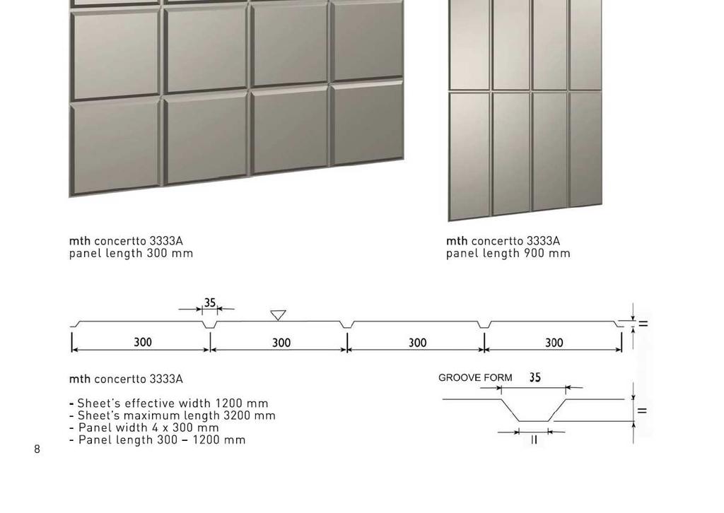 mth concertto 3333A długość panela: 600 mm mth concertto 3333A długość panela: 300 mm mth concertto 3333A długość panela: 900 mm mth concertto