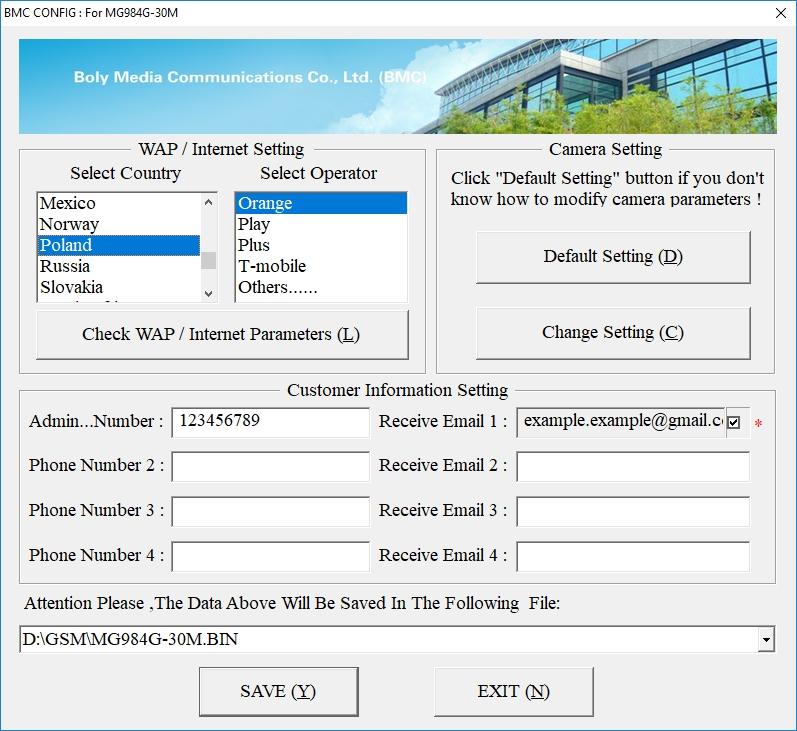 3 1 2 4 5 6 7 6.2 Ustawienia parametrów W zakładce WAP/Internet Setting wybierz pozycję Poland oraz wskaż operatora (pole 1).