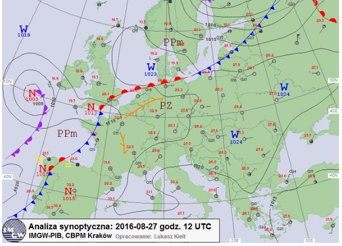 Warunki meteorologiczne w Leśnictwie Wyrchczadeczka w 2015 W 2016 roku pogodę w Beskidzie Śląskim kształtowały masy powietrza polarno-morskiego świeżego (PPm) 30,6%, polarno-morskiego ciepłego (PPmc)