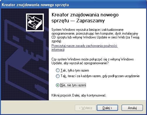 USB Windows Użytkownicy korzystający z kabla interfejsu USB 8 Instalacja sterownika i podłączenie drukarki do komputera e Kliknij opcję Zainstaluj sterownik drukarki w menu ekranowym.