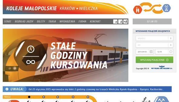 www.malopolskiekoleje.pl Na stronie głównej Kolei Małopolskich struktura nagłówków nie oddaje w pełni hierarchii informacji.