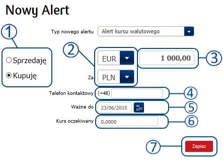 Aby przejść do ustawień alertów należy wybrać z MENU GŁÓWNEGO zakładkę ORDERY I ALERTY, a następnie NOWY ALERT: Po przejściu do zakładki NOWY ALERT widoczny będzie ekran tworzenia nowego alertu.