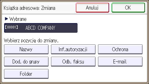 Podstawowa procedura podczas korzystania ze skanowania do folderu [AB], [CD], [EF], [GH], [IJK], [LMN], [OPQ], [RST], [UVW], [XYZ], [1] do [10]: Dodawane do listy elementów w wybranym indeksie.