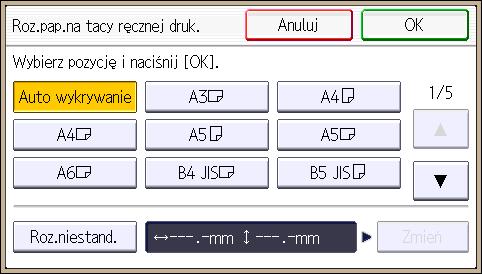 Ładowanie papieru do tacy ręcznej Określanie standardowych rozmiarów przy użyciu panela operacyjnego 1. Naciśnij przycisk [Narzędzia użytkownika/licznik]. CMR633 2. Naciśnij przycisk [Ustaw.