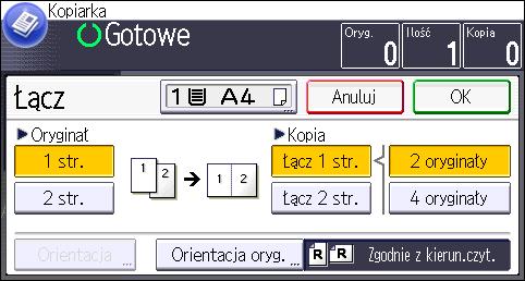 3. Kopia 4. Naciśnij [Łącz 2 str.]. 5. Naciśnij przycisk [Orientacja]. 6.