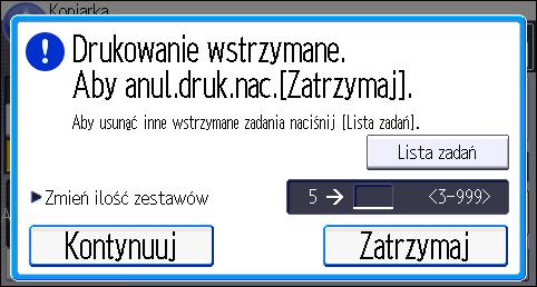 Umieść oryginały i naciśnij przycisk [Start]. Zmiana liczby kompletów Liczbę kompletów kopii można zmienić podczas kopiowania.